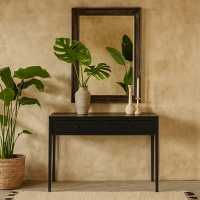 Wyld Haus Maceio Black Wood-Grain 2-Drawer Desk from B&Q