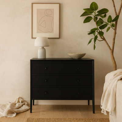 Wyld Haus Bilbao Black Wood Grain 3 Drawer Chest from B&Q