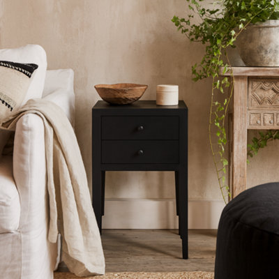 Wyld Haus Itabira Black Wood Grain 2-Drawer Bedside Table from B&Q