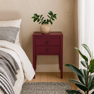 Wyld Haus Paraty Plum Wood-Grain Two-Drawer Bedside Table 400X350X600mm from B&Q