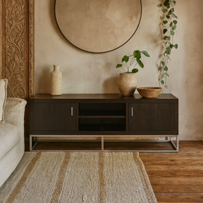 Wyld Haus Recife 2-Door Tv Unit In Black Charcoal Shagreen By from B&Q