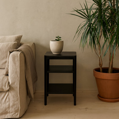 Wyld Haus Cananeia Black Wood-Grain Two-Shelf Bedside Table from B&Q