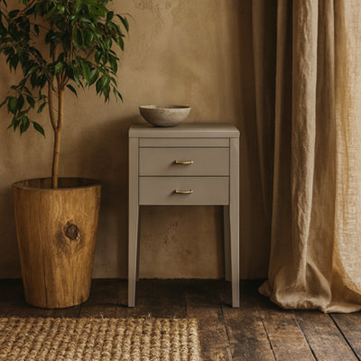 Wyld Haus Fortaleza Mist Grey Wood Grain 2-Drawer Bedside Table from B&Q