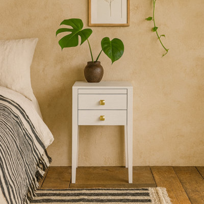 Wyld Haus Bilbo White Wood Grain Two-Drawer Bedside Table 400X350X600mm from B&Q