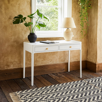 Wyld Haus Paracuru White Wood Grain 2-Drawer Desk from B&Q
