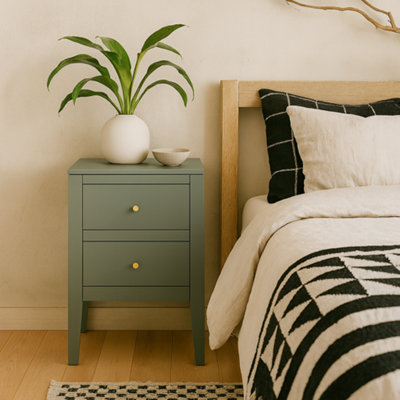 Wyld Haus Roma Pigeon Grey Two-Drawer Bedside Table from B&Q