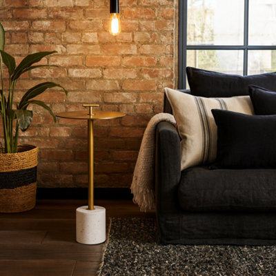 Wyld Haus London Brass And White Marble Round Side Table