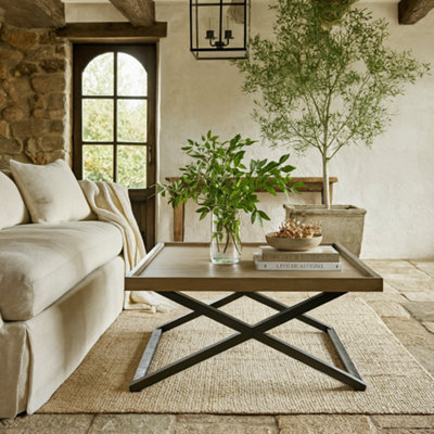 Wyld Haus Bergamo Aged Grey Oak Cross Leg Coffee Table from B&Q