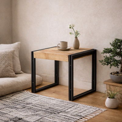 Wyld Haus Toivakka Industrial Reclaimed Wood And Metal Small Coffee Table from B&Q