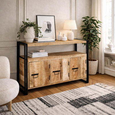 Wyld Haus Toivakka Industrial Reclaimed Wood And Metal Sideboard3 Doors from B&Q