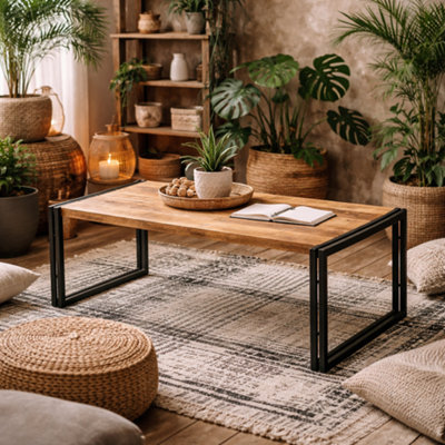 Wyld Haus Toivakka Industrial Reclaimed Wood And Iron Large Coffee Table from B&Q