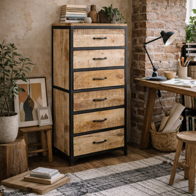 Wyld Haus Toivakka 6-Drawer Reclaimed Wood And Iron Chest