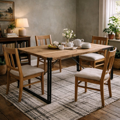 Wyld Haus Toivakka Industrial Reclaimed Wood Dining Table With Iron Edging1500mm from B&Q