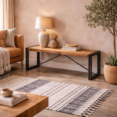 Wyld Haus Toivakka Industrial Reclaimed Wood And Metal Dining Bench from B&Q