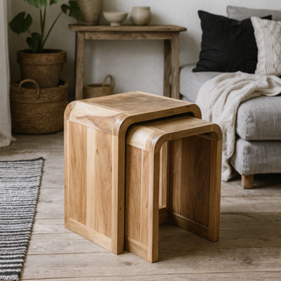 Wyld Haus Los Angeles Reclaimed Wood Nesting Tables Set Of 2 from B&Q