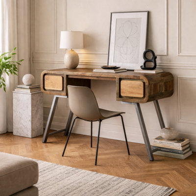 Wyld Haus Los Angeles Reclaimed Wood Desk With Metal Legs And 2 Drawers from B&Q