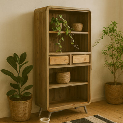 Wyld Haus Los Angeles Large Reclaimed Wood And Metal Bookcase With 2 Drawers from B&Q