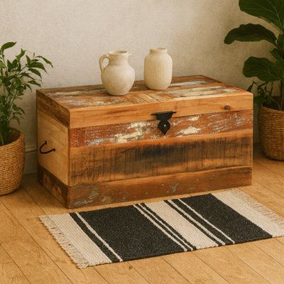 Wyld Haus Seattle Reclaimed Wood Trunk Box With Lid from B&Q