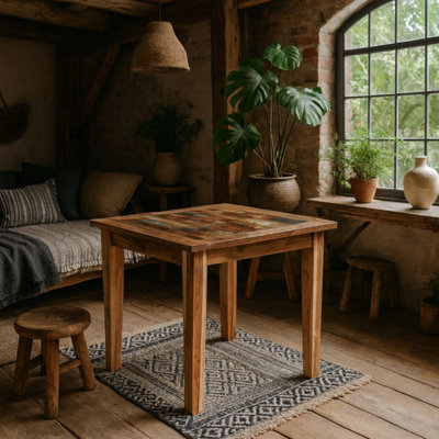 B&Q -  Seattle Reclaimed Wood Small Square Dining Table