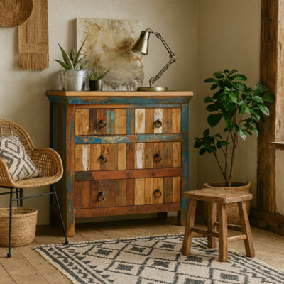 Wyld Haus Seattle Reclaimed Wood 4-Drawer Chest By from B&Q