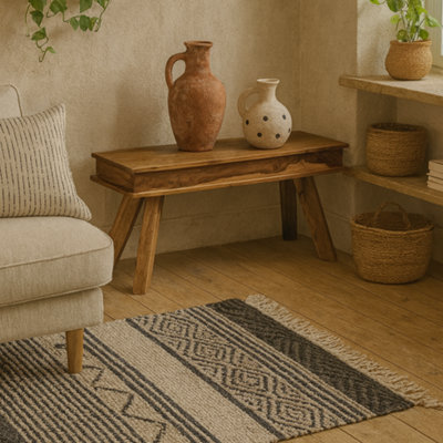 Wyld Haus New York 100Cm Sheesham Wood Dining BenchNatural from B&Q