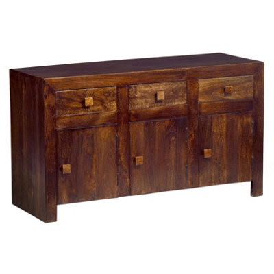 Wyld Haus Phuket Large Dark Mango Wood Sideboard With 3 Drawers And 3 Doors