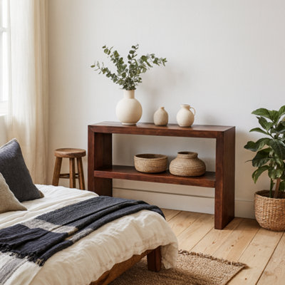 Wyld Haus Phuket Dark Mango Wood Console Table With Bottom Shelf from B&Q