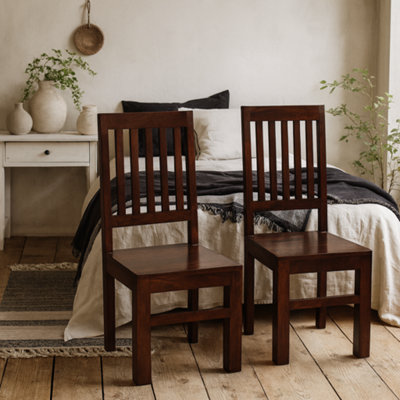 Wyld Haus Phuket Set Of 2 Dark Mango Wood Slat-Back Dining Chairs from B&Q
