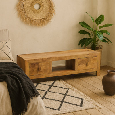 Wyld Haus Manila Light Mango Wood Wide Tv Unit from B&Q