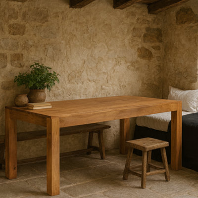 Wyld Haus Manila Large 180Cm Light Mango Wood Dining Table from B&Q