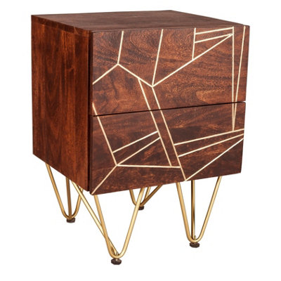 Wyld Haus Bandung Dark Mango Wood 2-Drawer Side Table from B&Q