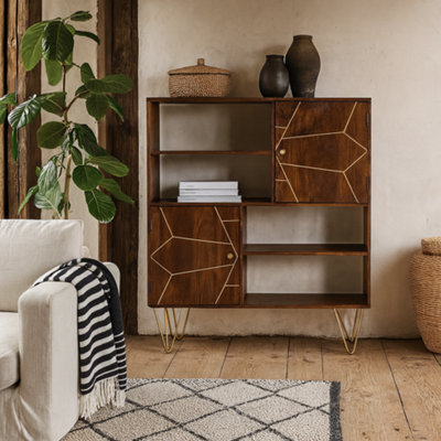 Wyld Haus Bandung Dark Mango Wood Storage Cabinet 4 Shelves 2 Doors from B&Q