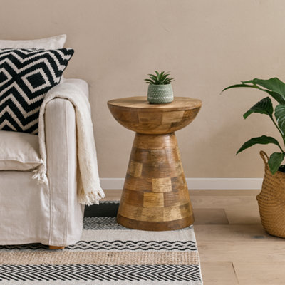 Wyld Haus London Natural Mango Wood Mushroom Side Table from B&Q