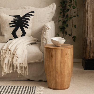 Wyld Haus London Natural Mango Wood Drum Side Table from B&Q