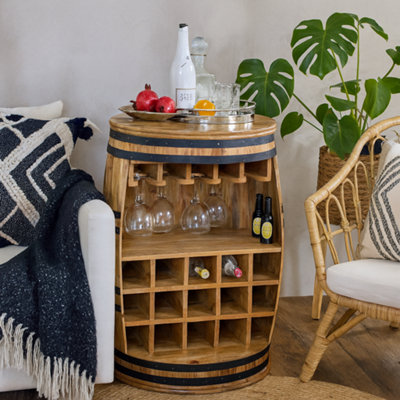 Wyld Haus California Solid Mango Wood Barrel Wine Sideboard from B&Q