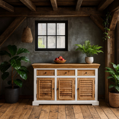 Wyld Haus Alington Mango Wood Sideboard In White And Natural With 3 Drawers And 3 Doors from B&Q
