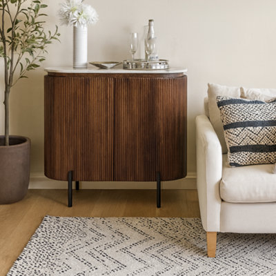 Wyld Haus Alabama Ribbed Mango Wood Sideboard With Marble Top And Metal Legs from B&Q