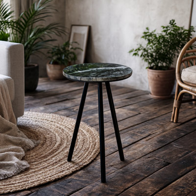 Wyld Haus Alabama Black Marble Side Table With Hairpin Legs from B&Q