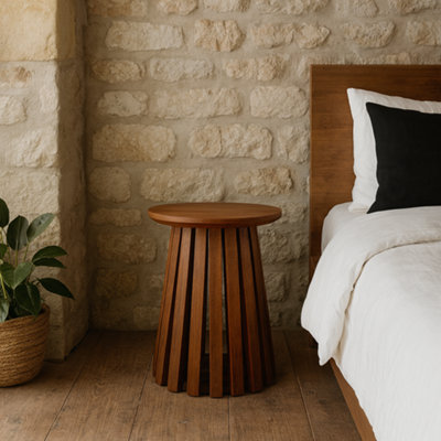 Wyld Haus Birmingham Handcrafted Slatted Mango Wood Side Table from B&Q