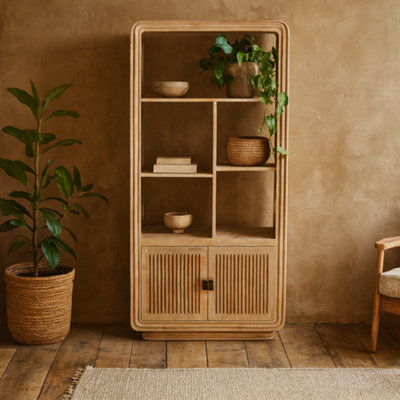 Wyld Haus Arizona Natural Mango Wood Display Cabinet With 2 Doors from B&Q