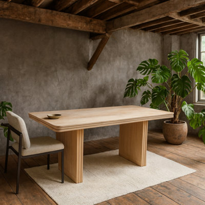 Wyld Haus Arizona Natural Mango Wood Dining Table With Fluted Panel LegsSeats 6 from B&Q