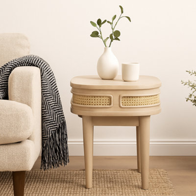 Wyld Haus Chicago Cane Mango Wood And Rattan Bedside Table2 Drawers from B&Q