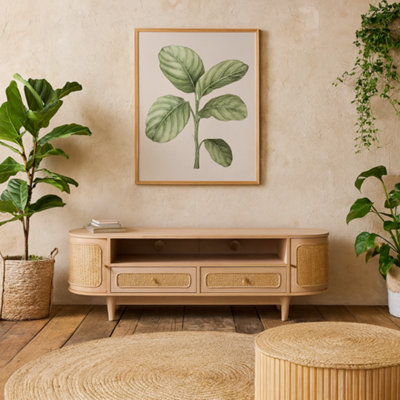 Wyld Haus Chicago Cane Rattan & Natural Mango Wood Tv Cabinet With 2 Doors And 2 Drawers from B&Q