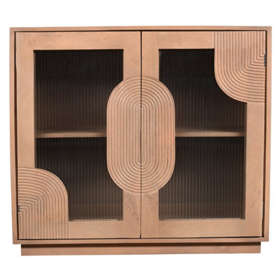Wyld Haus New Mexico Small Natural Mango Wood 2 Door Sideboard With Reeded Glass from B&Q