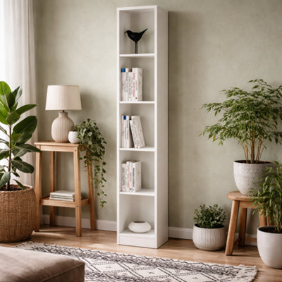 Wyld Haus Hollola Tall White Wooden Bookcase5 Shelves from B&Q