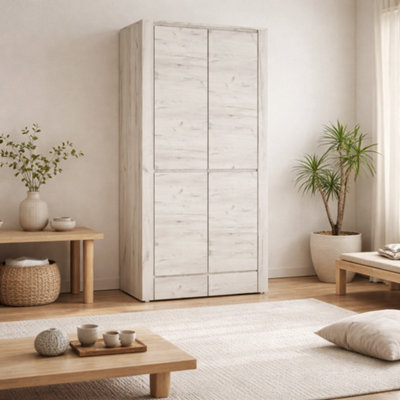 Wyld Haus Norwich Aged Effect Soft Grey Fitted Wardrobe2 Door 2 Drawer