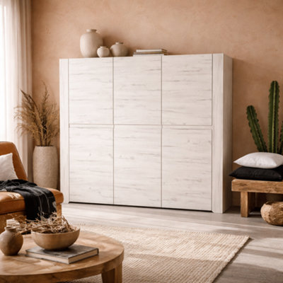 Wyld Haus Norwich Aged Effect Soft Grey 3-Door Wardrobe