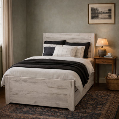 Wyld Haus Norwich Aged Effect Soft Grey Wood Veneer 3Ft Single Bed With Underbed Drawer from B&Q