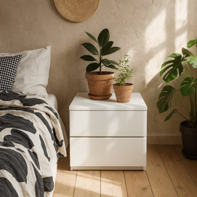 Wyld Haus Rome Matt White Wall-Mounted Bedside Table 2 Drawers from B&Q