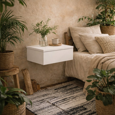 Wyld Haus Hereford White Wall-Mounted Bedside Table With 1 Drawer from B&Q